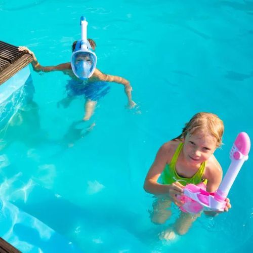 AQUASTIC kék gyermek teljes arcú snorkeling maszk SMK-01N
