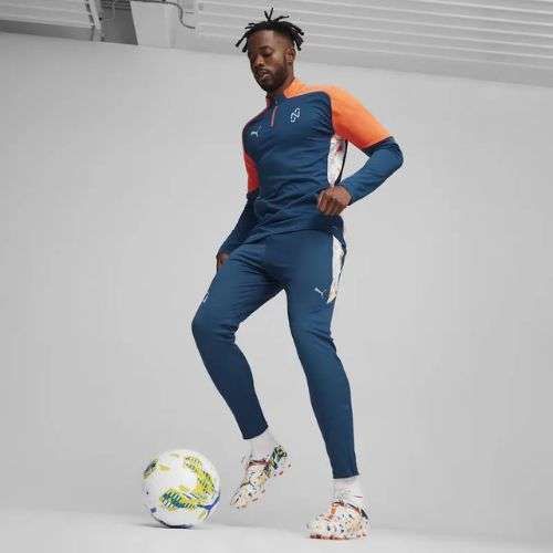 Férfi PUMA Neymar Jr Creativity Football Sweatshirt 1/4 Zip Top ocean tropic / hot heat