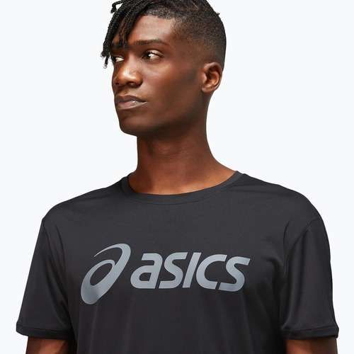 Férfi ASICS Core Top teljesítmény futópóló fekete/karrier szürke