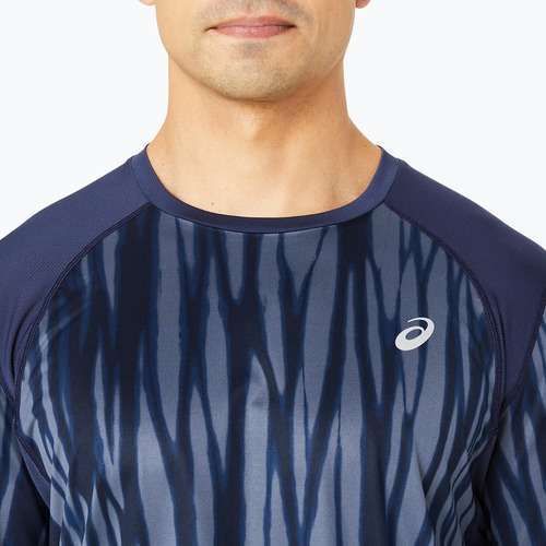 Férfi ASICS Road All Over Print Top blue expanse/idnight futópóló
