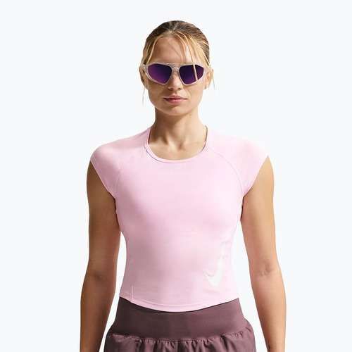 Női futópóló Nike Swoosh Run Dri-Fit pink foam/photon dust/white