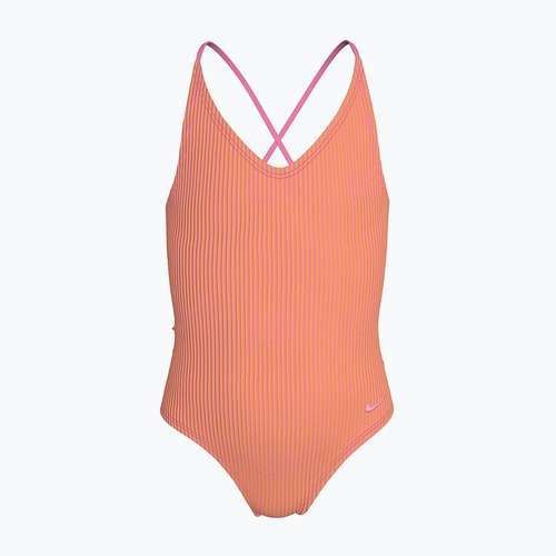 Gyermek egyberészes fürdőruha Nike Ocean Bound Ripple Texture Lace Up pink glow