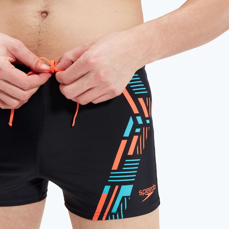 Férfi Speedo Tech Print úszónadrág fekete/narancssárga 8