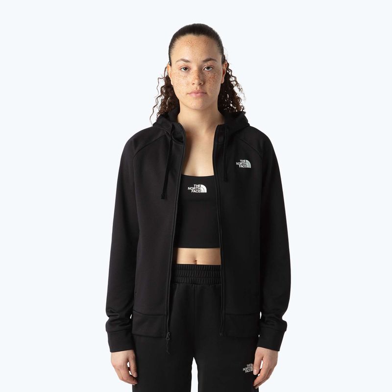 Női pulóver The North Face Reaxion 2.0 kapucnis, teljes cipzáras fekete melírozott 4