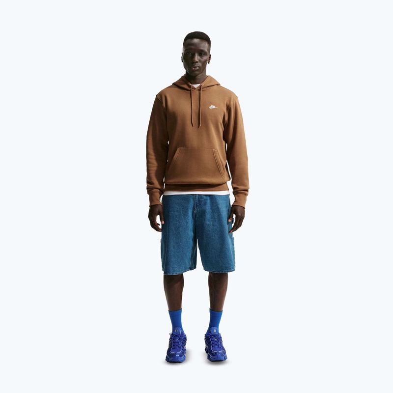 Férfi kapucnis pulóver Nike Club Pullover Hoodie ale brown/ale brown/white 2