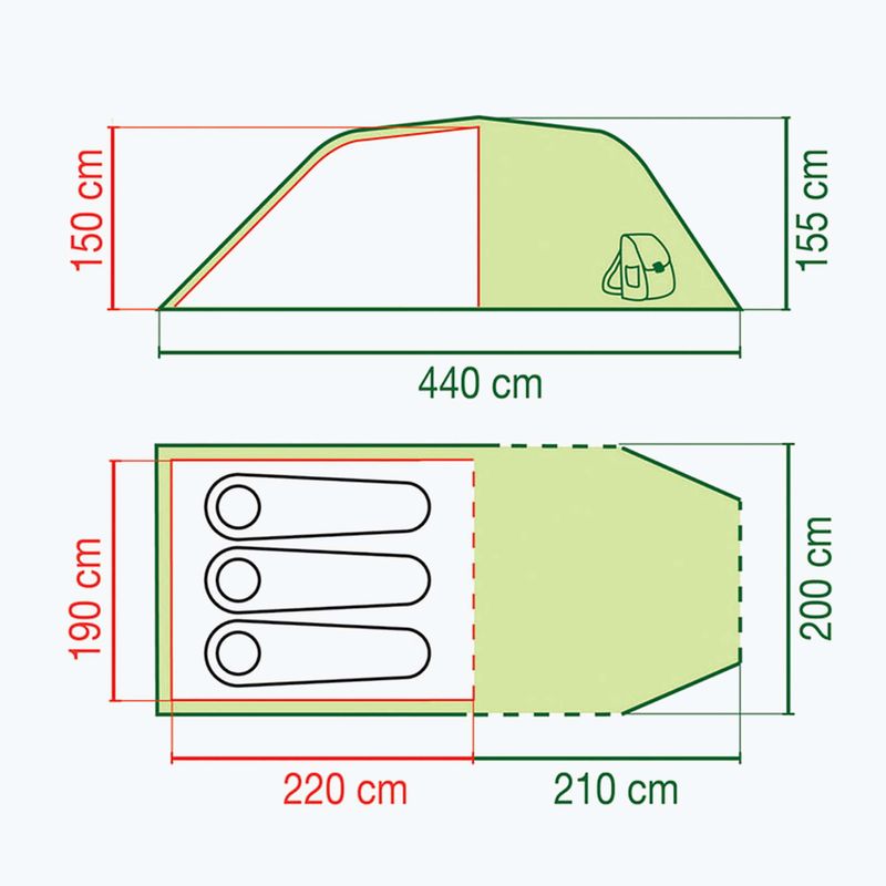 Coleman Coastline 3 Plus 3 személyes kemping sátor zöld 2000038886 2