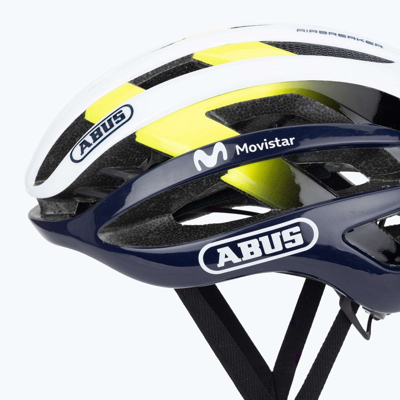 ABUS AirBreaker Movistar Team 24 navy/sárga/fehér kerékpáros sisak 7