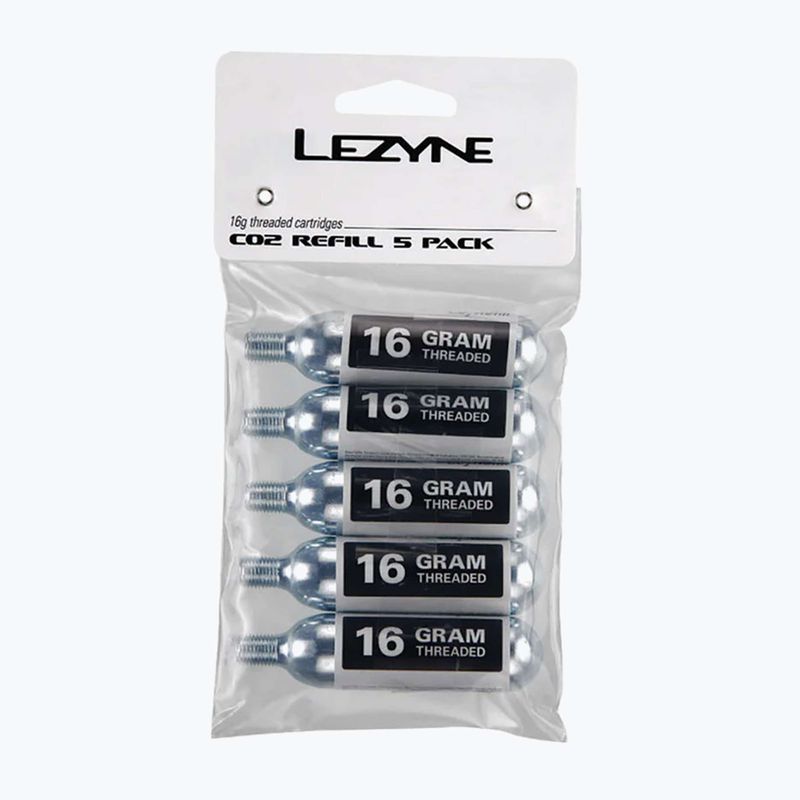 Gázpatronok Lezyne menetes CO2 kerékpárszivattyúhoz 16g 5 db ezüst 2
