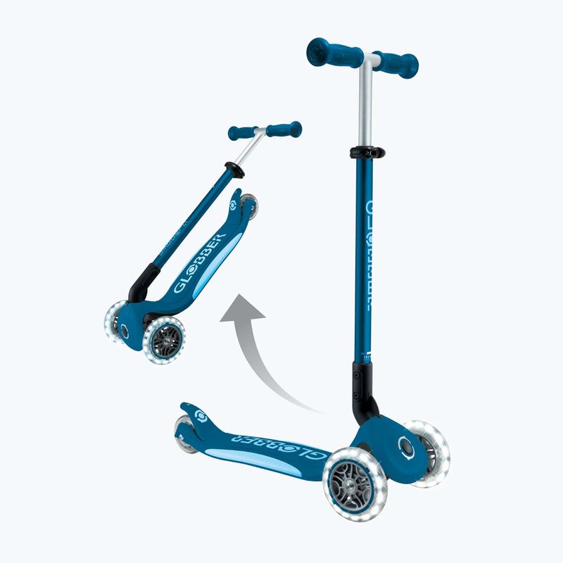 Globber Primo Összecsukható Plus Lights benzin kék gyermek háromkerekű robogó 6