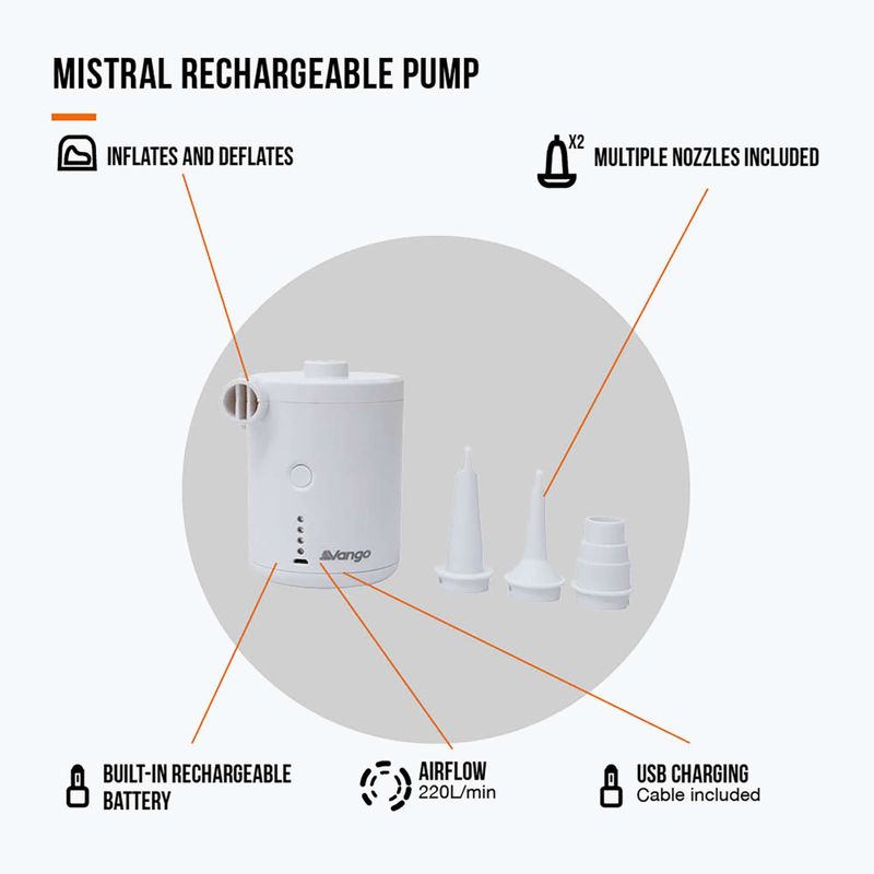 Vango Mistral újratölthető elektromos pumpa fehér 3