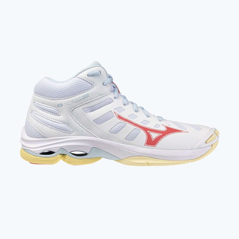 Női röplabda cipő Mizuno Wave Voltage 2 Mid fehér/calypso coral/pale banán 8