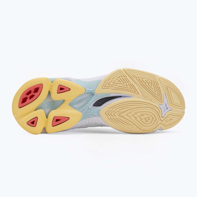 Női röplabda cipő Mizuno Wave Voltage 2 Mid fehér/calypso coral/pale banán 4