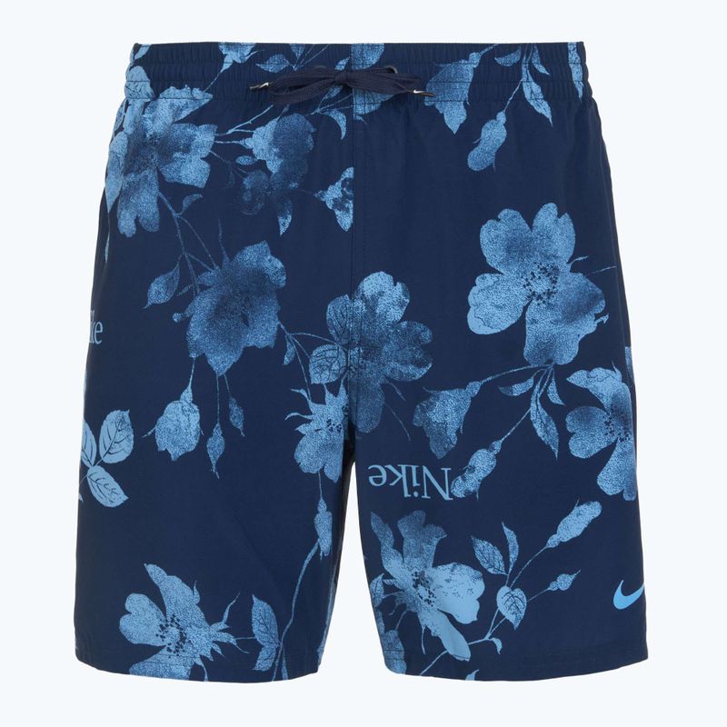Férfi Nike Fine Floral 7" Volley úszónadrág éjfekete tengerészkék 5