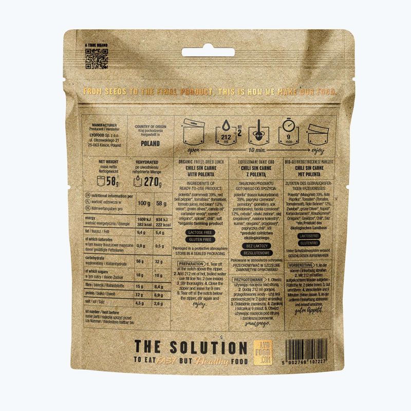 Liofilizált élelmiszer LYOFOOD Öko Chili sin Carne 270 g 3
