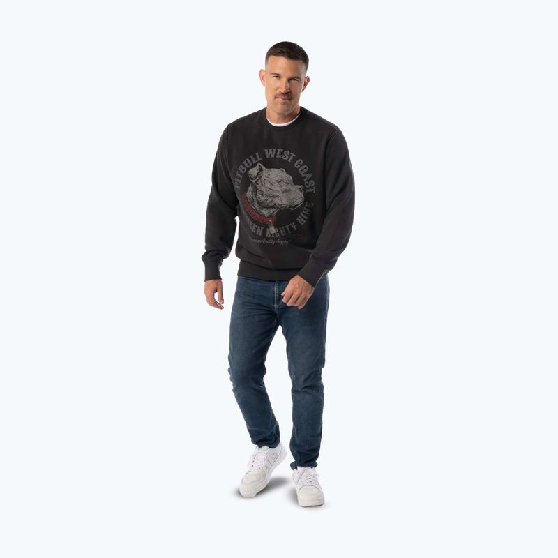 Férfi pulóver Pitbull Strenght & Respect Crewneck washed dark graphite 4
