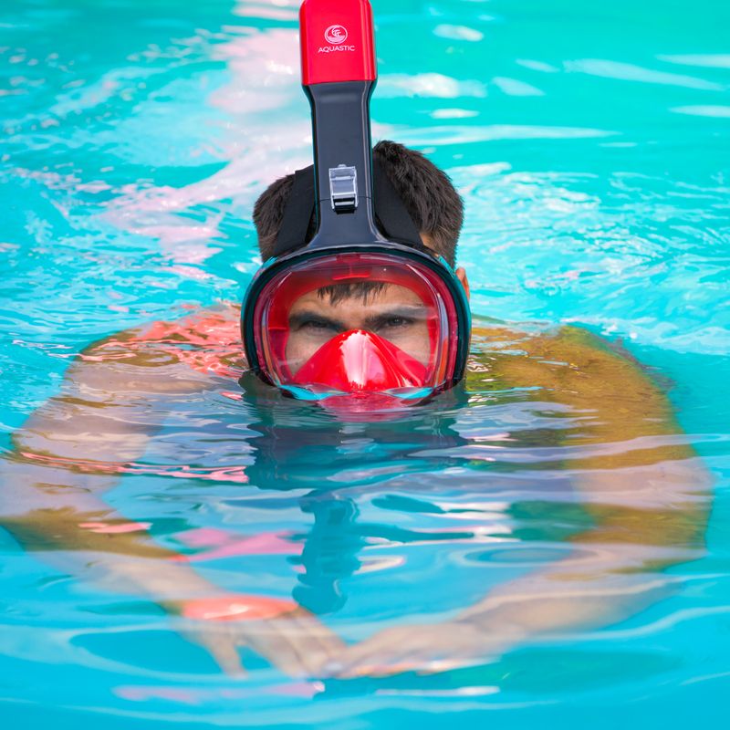 AQUASTIC piros teljes arcú snorkeling maszk SMA-01SC 4