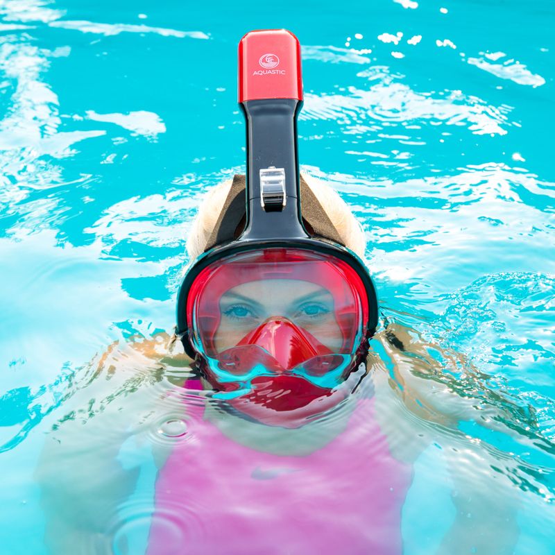 AQUASTIC piros teljes arcú snorkeling maszk SMA-01SC 5