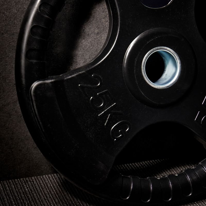 XTREXO fekete gumírozott öntöttvas súlyzótárcsa 25 kg RW25 6