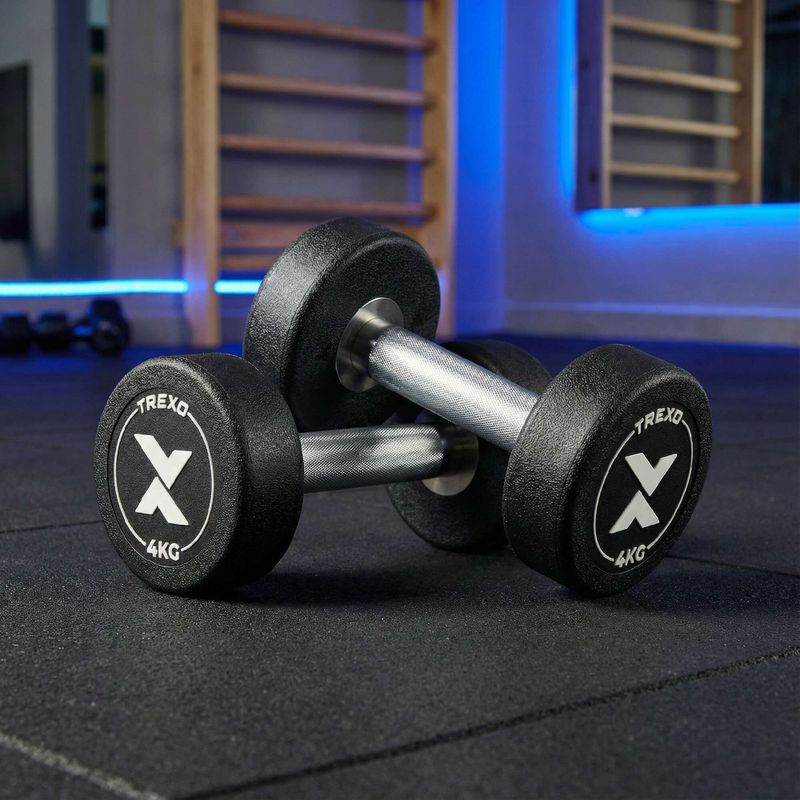 Gumírozott öntöttvas kézisúlyzó XTREXO Pro 4 kg black 3