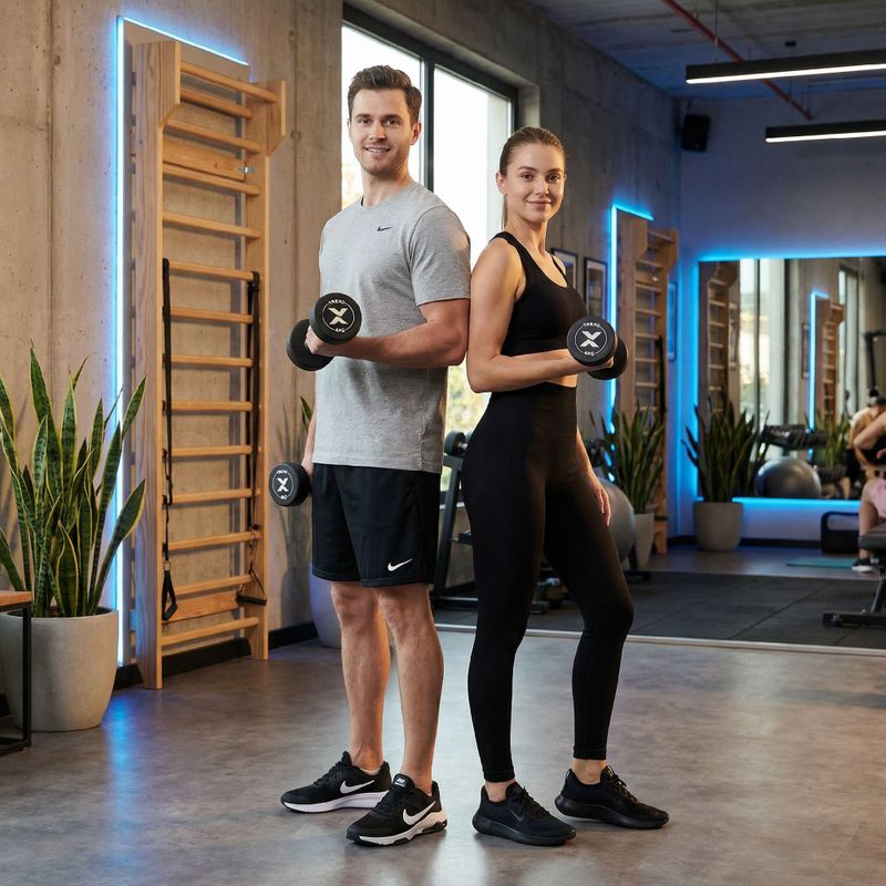 Gumírozott öntöttvas kézisúlyzó XTREXO Pro 4 kg black 4