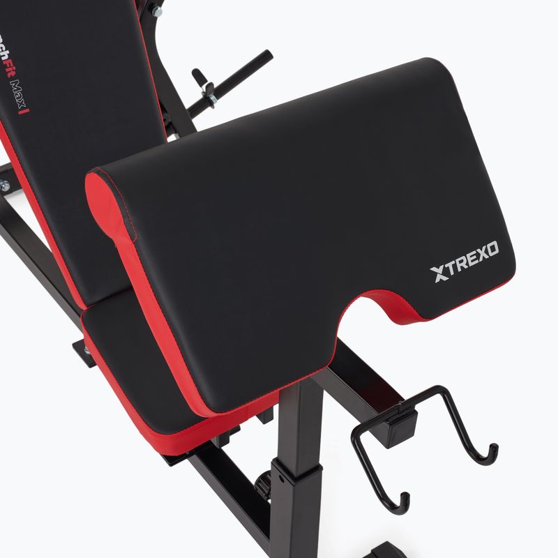 XTREXO BenchFit Max edzőpad állvánnyal és imarúddal fekete színben 10