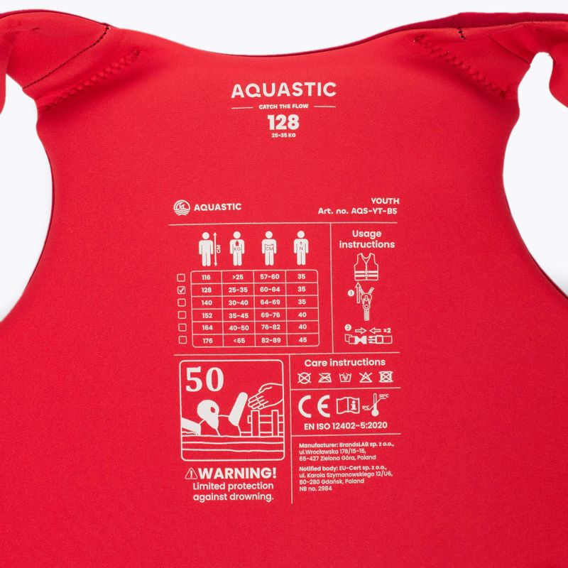 AQUASTIC Youth 50N Piros gyermek úszómellény 7
