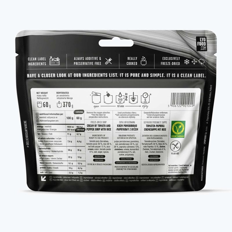 Liofilizált élelmiszer LYOFOOD Paradicsom krémleves 370 g 2