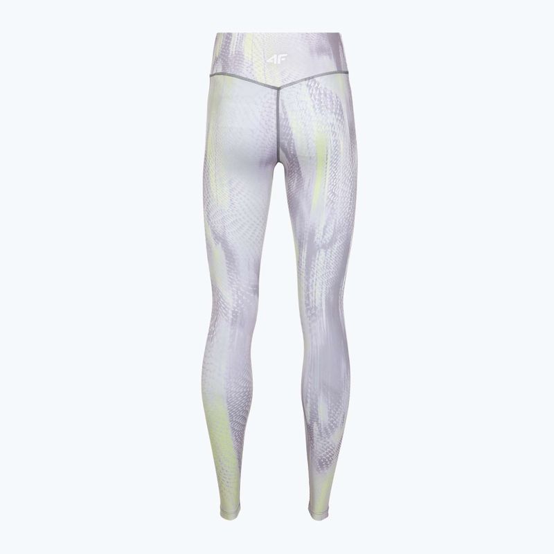 Női edző leggings 4F Solar Punk FNK F454 light yellow allover 8