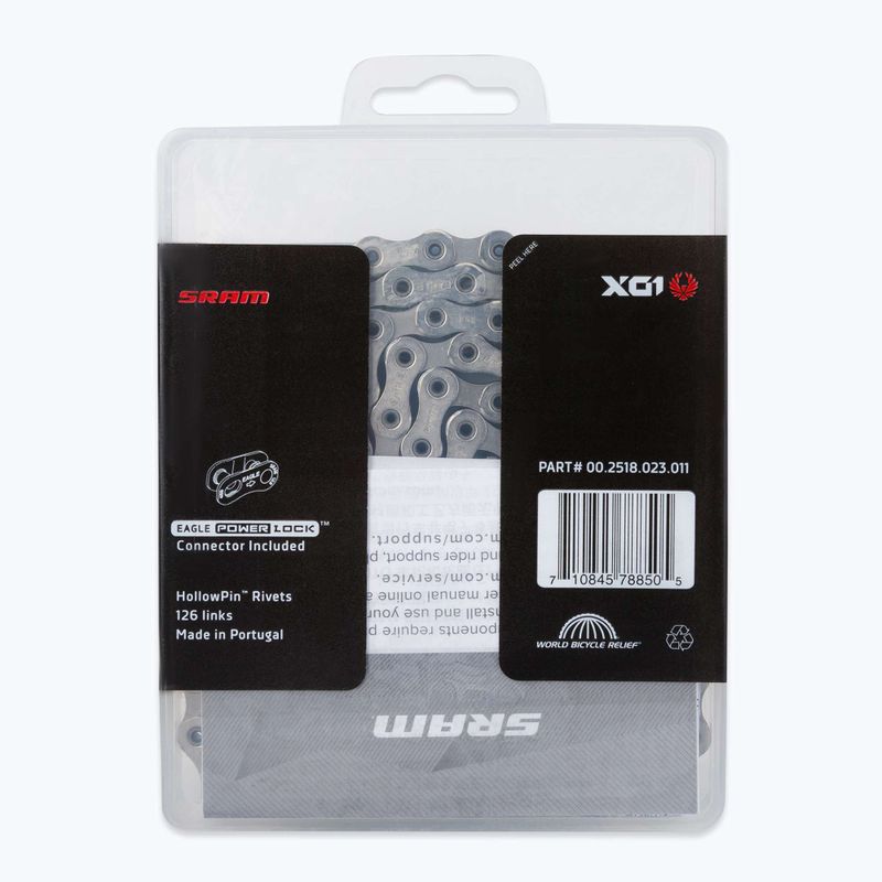 SRAM CN PCX01 EAGLE 126LI W/ PWR.LC kerékpár lánc ezüst 00.2518.023.011 2