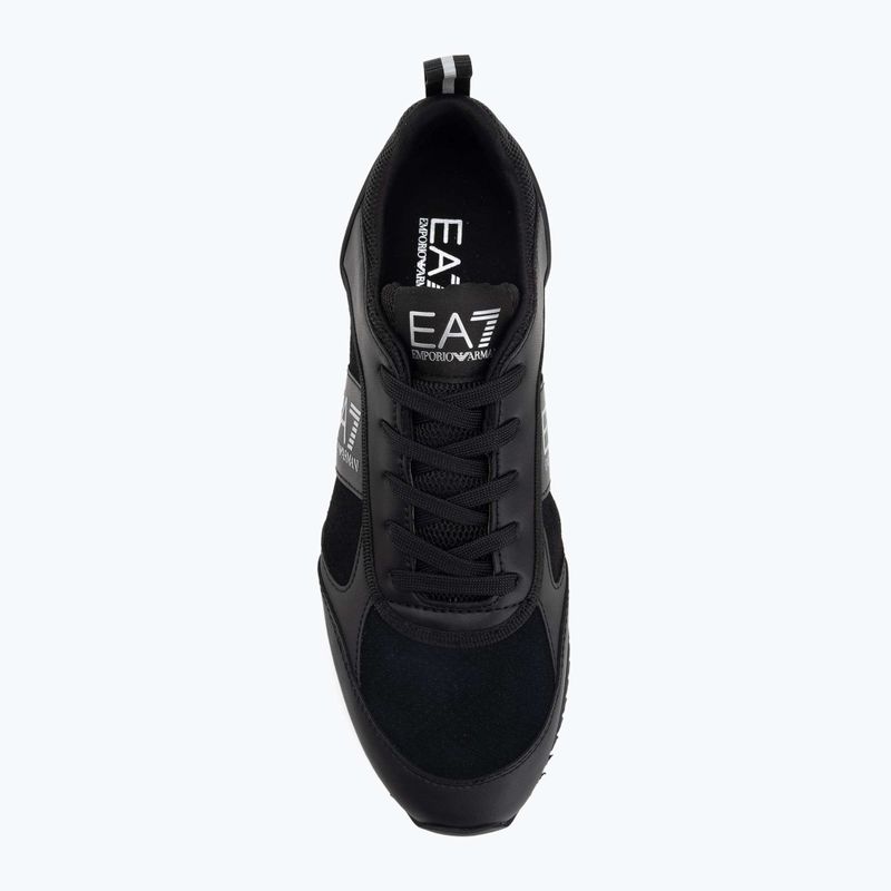 EA7 Emporio Armani fekete-fehér szarvasbőr tripla fekete micropunch cipők 5