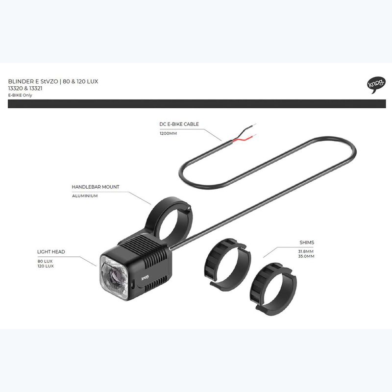 Knog Blinder E 120 Lux StVZO első kerékpárfény fekete 4