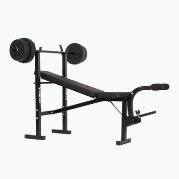 XTREXO BenchFit Lite edzőpad állvánnyal és súlyzóval fekete színben