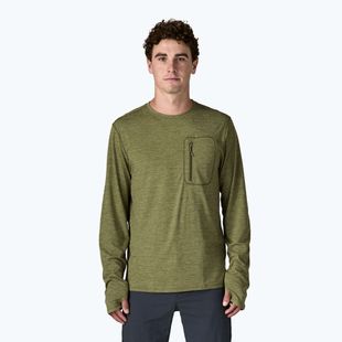 Férfi hosszú ujjú póló Patagonia Capilene Cool Sun caper green/buckhorn green x-dye