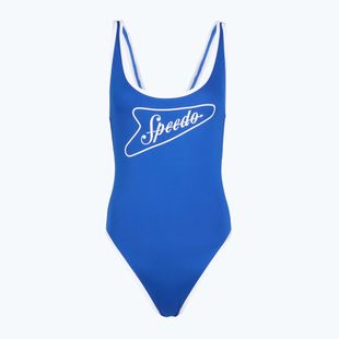 Női egyrészes fürdőruha Speedo Solid Bound Scoop Turkish Sea/Bright White