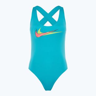 Női egyrészes fürdőruha Nike Multi Logo Crossback dusty cactus
