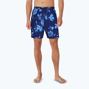 Férfi Nike Fine Floral 7" Volley úszónadrág éjfekete tengerészkék