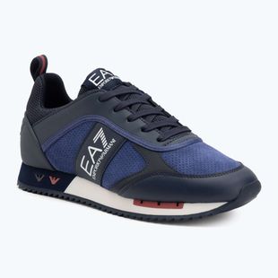 EA7 Emporio Armani fekete-fehér szarvasbőr cipő sky captain / mély kobalt / ásványi cipő